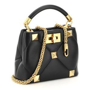 Valentino Garavani Roman Stud Small Top-Handle Bag in Black NWT